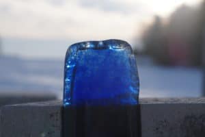 Grafsteen blauw glas